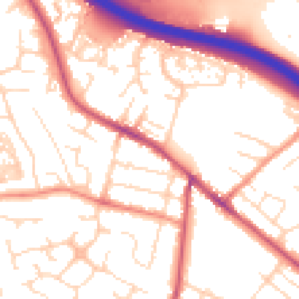 Daytime road noise heatmap for S41 0AQ