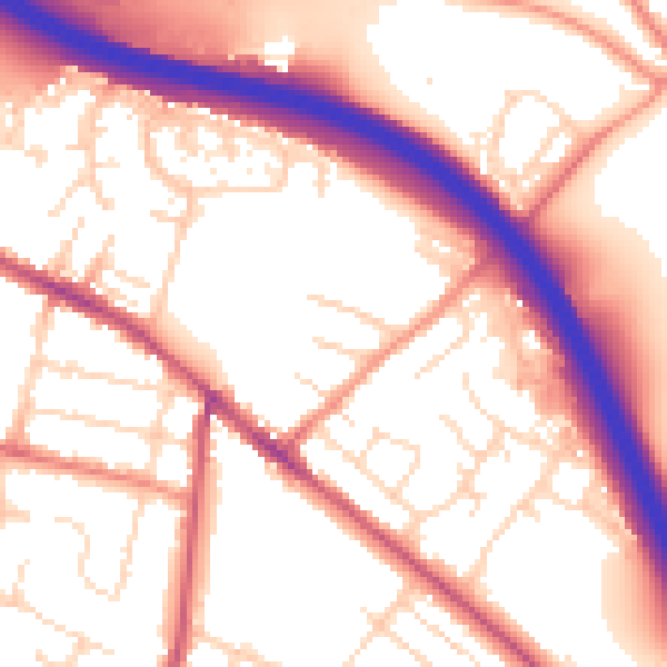 Daytime road noise heatmap for S41 0AU