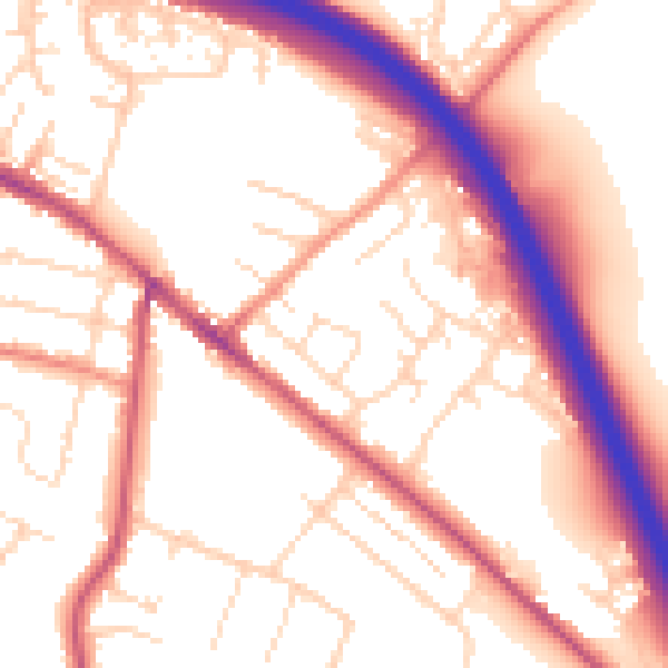 Daytime road noise heatmap for S41 0AW