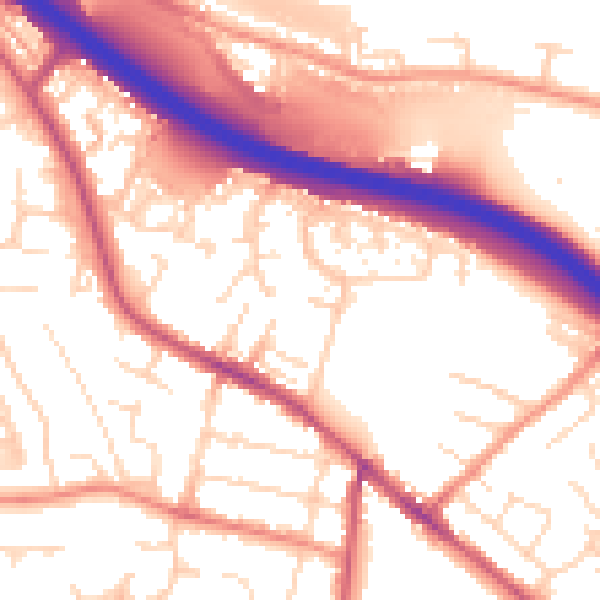 Daytime road noise heatmap for S41 0BE