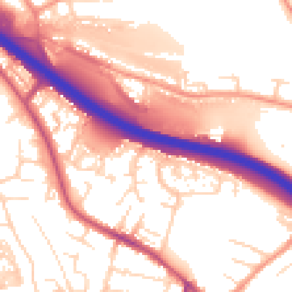 Daytime road noise heatmap for S41 0BQ