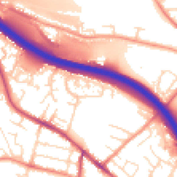 Daytime road noise heatmap for S41 0DP