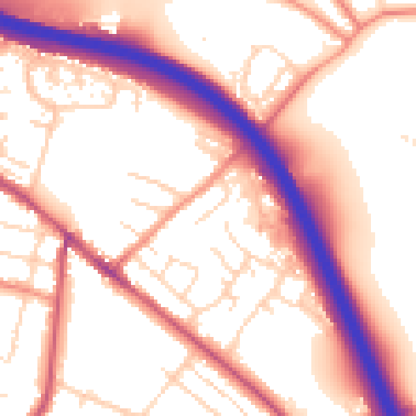 Daytime road noise heatmap for S41 0DY