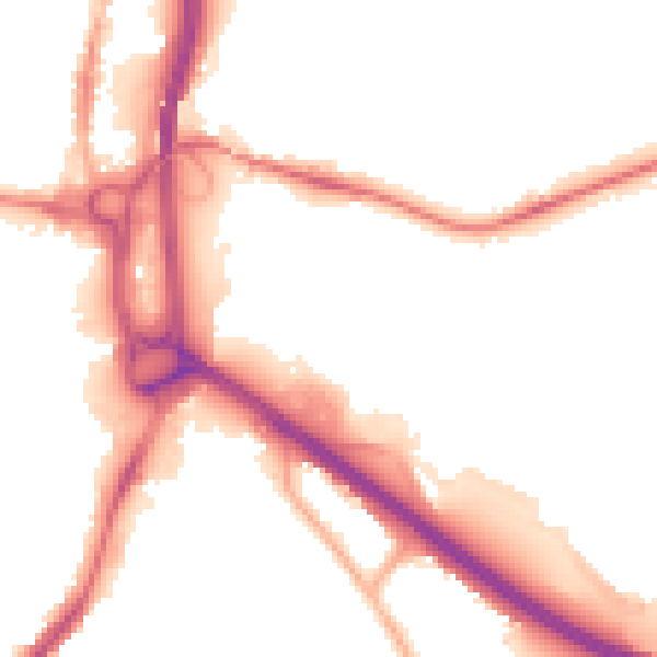 Night-time road noise heatmap for S41 0EX