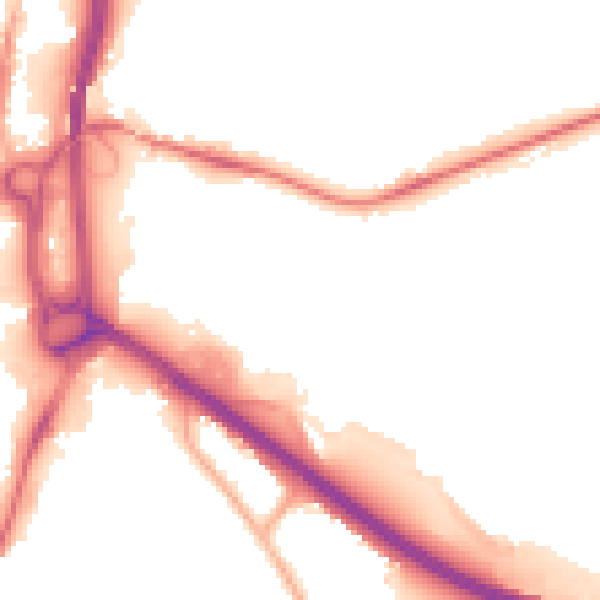 Night-time road noise heatmap for S41 0EZ