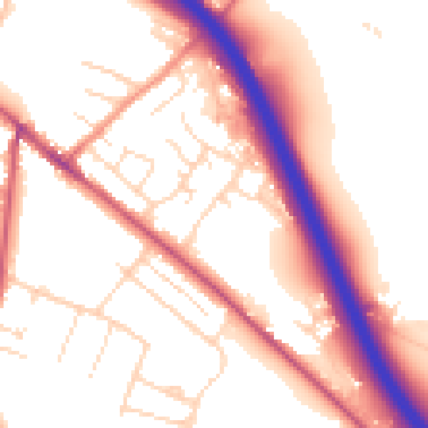 Daytime road noise heatmap for S41 0JP