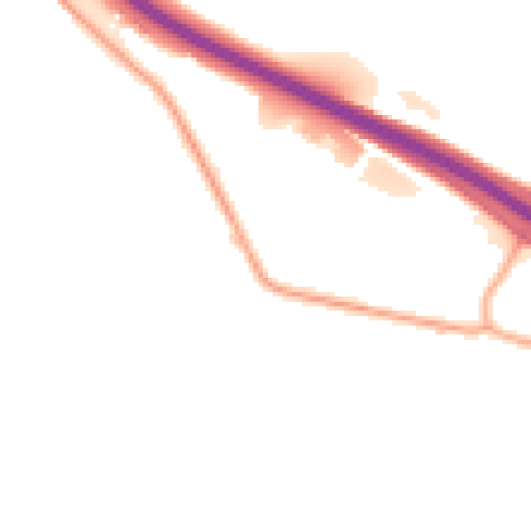 Night-time road noise heatmap for S41 0JW