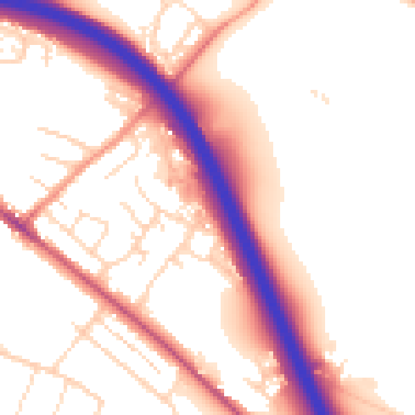 Daytime road noise heatmap for S41 0JY