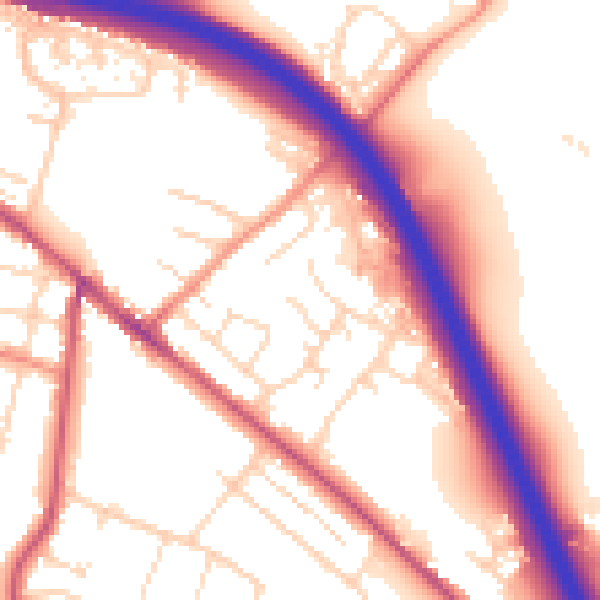 Daytime road noise heatmap for S41 0LF