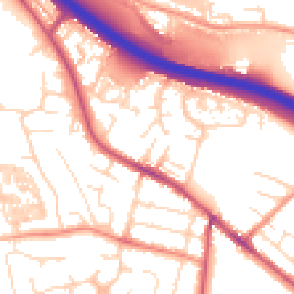 Daytime road noise heatmap for S41 0PA
