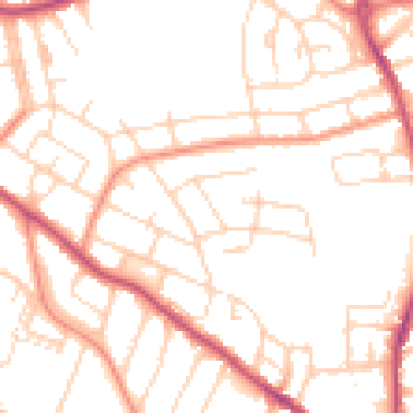Daytime road noise heatmap for S41 7HJ