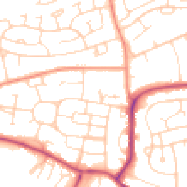 Daytime road noise heatmap for S41 8DL