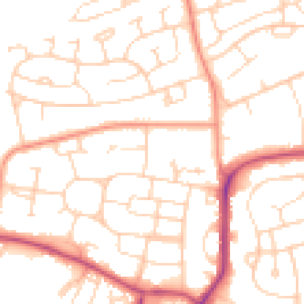 Daytime road noise heatmap for S41 8DZ