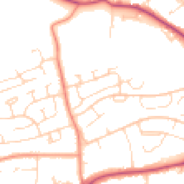 Daytime road noise heatmap for S41 8JQ