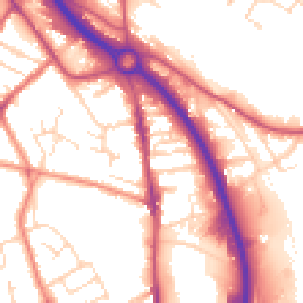 Daytime road noise heatmap for S41 8LS