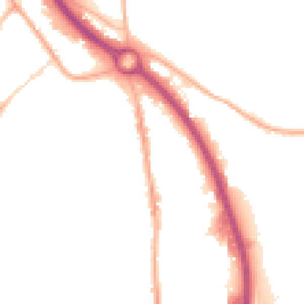 Night-time road noise heatmap for S41 8LS