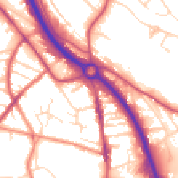 Daytime road noise heatmap for S41 8LX