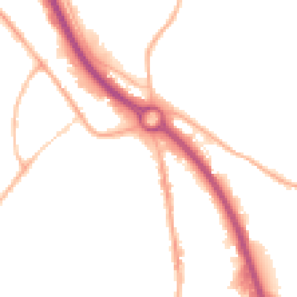 Night-time road noise heatmap for S41 8LX