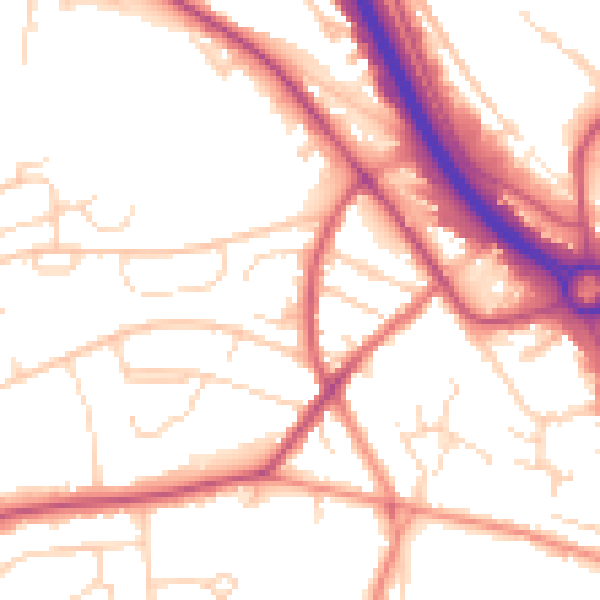 Daytime road noise heatmap for S41 8NT