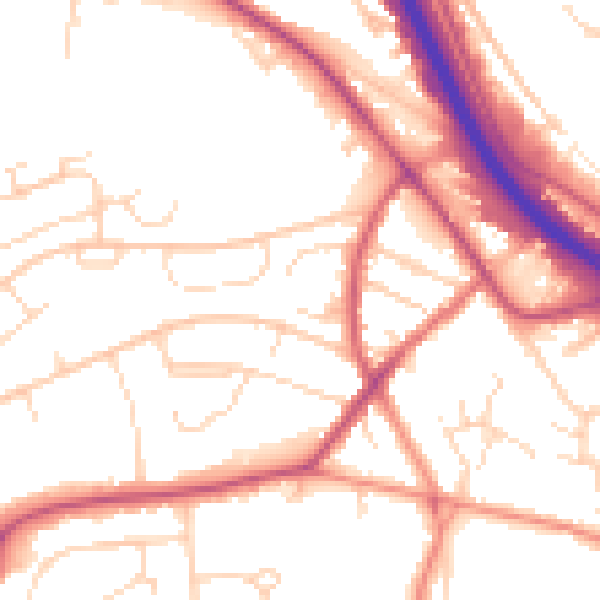 Daytime road noise heatmap for S41 8NU