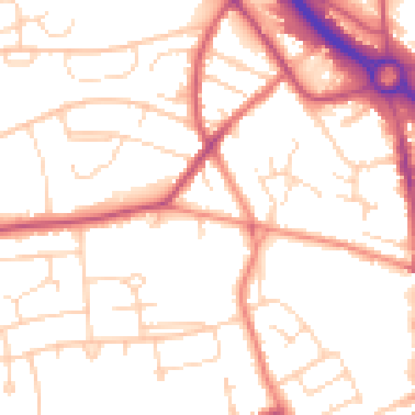 Daytime road noise heatmap for S41 8SJ