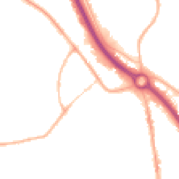 Night-time road noise heatmap for S41 8TE