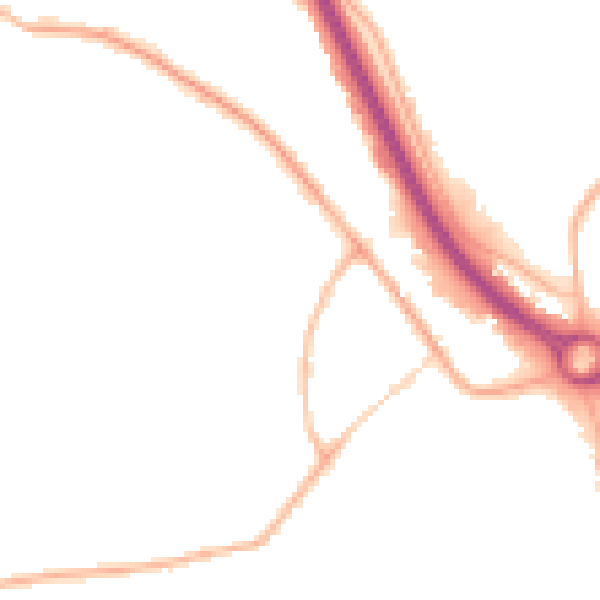 Night-time road noise heatmap for S41 8UE