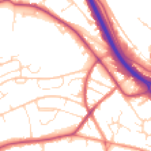 Daytime road noise heatmap for S41 8UG