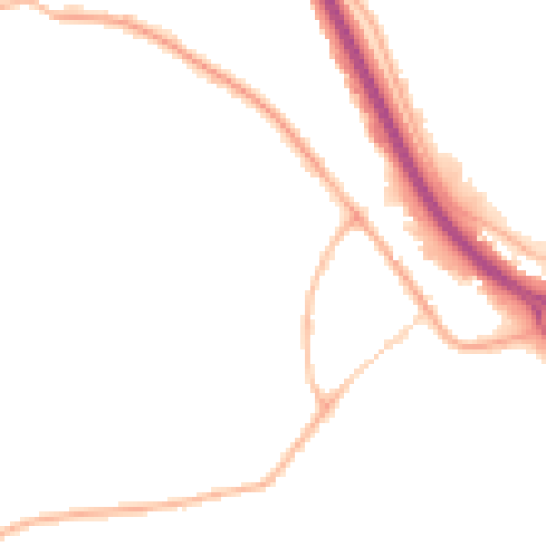 Night-time road noise heatmap for S41 8UG