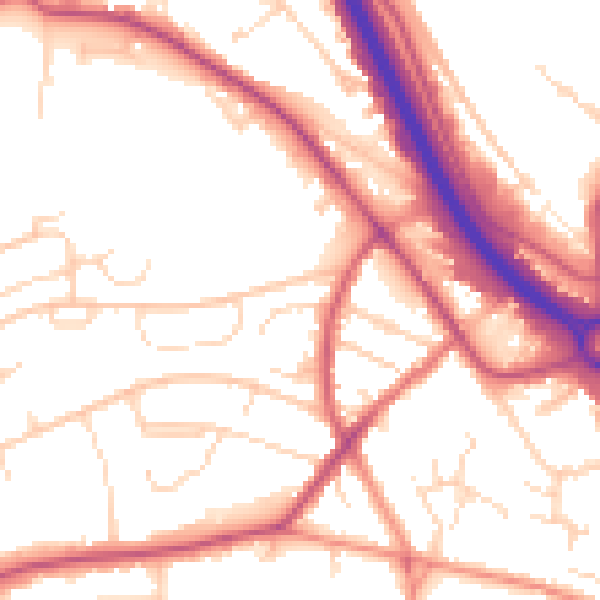 Daytime road noise heatmap for S41 8UH
