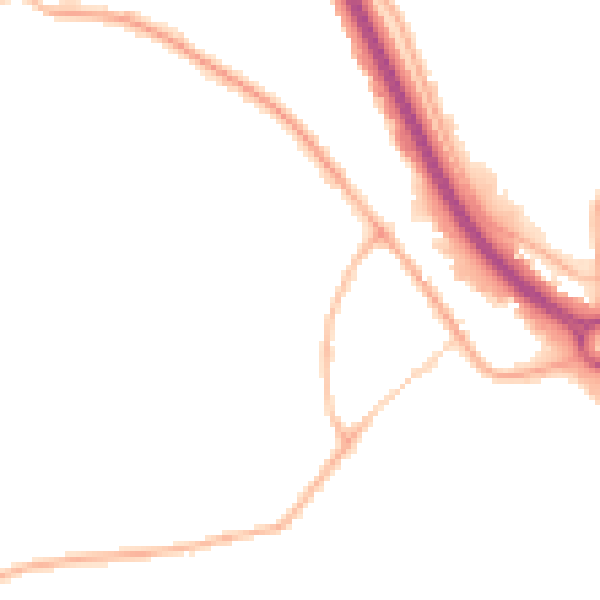 Night-time road noise heatmap for S41 8UH