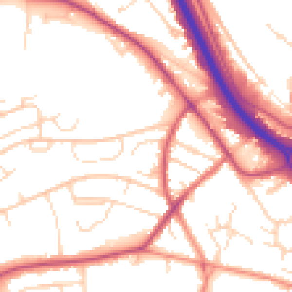 Daytime road noise heatmap for S41 8UJ
