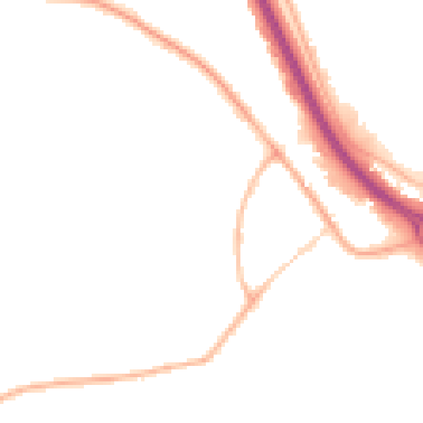Night-time road noise heatmap for S41 8UJ
