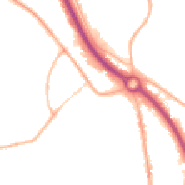 Night-time road noise heatmap for S41 8XA