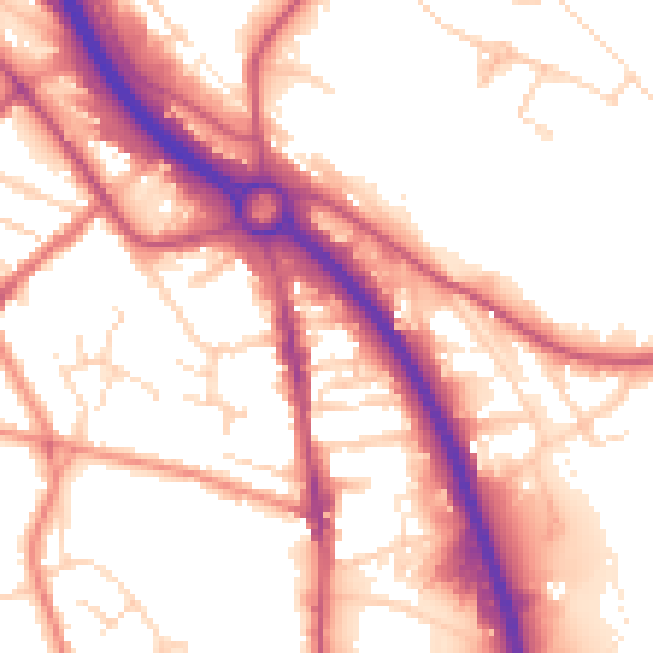 Daytime road noise heatmap for S41 9AB