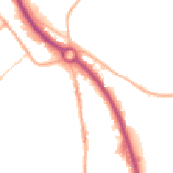 Night-time road noise heatmap for S41 9AB