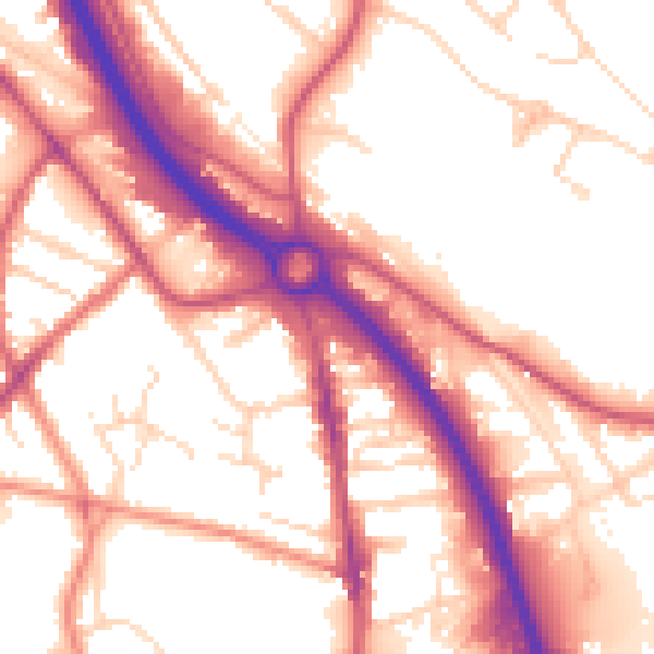 Daytime road noise heatmap for S41 9AF