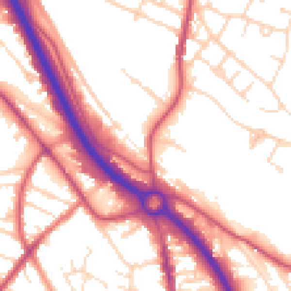 Daytime road noise heatmap for S41 9AW