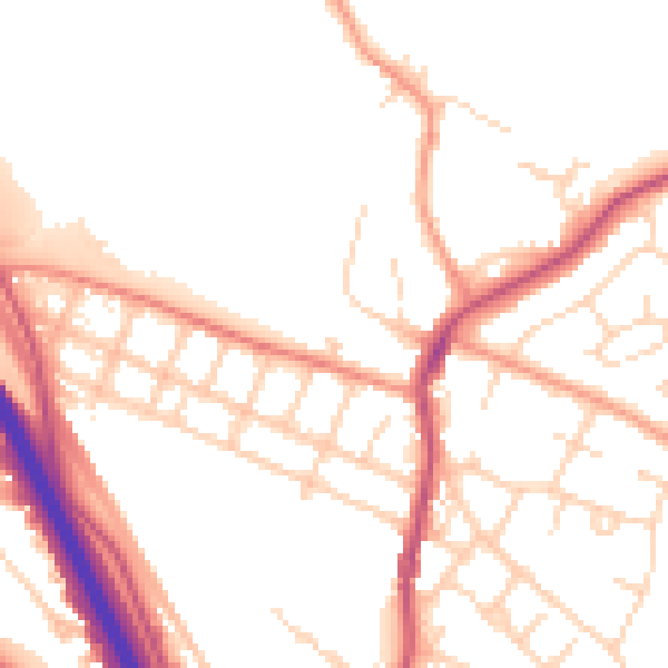Daytime road noise heatmap for S41 9EE