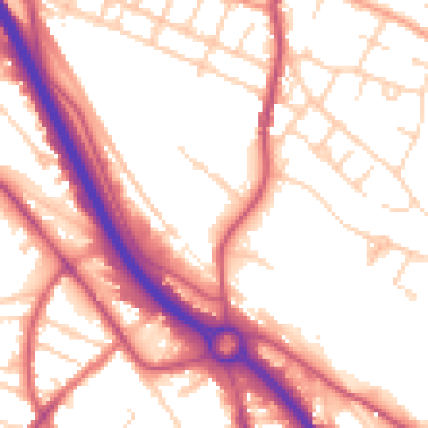 Daytime road noise heatmap for S41 9EG