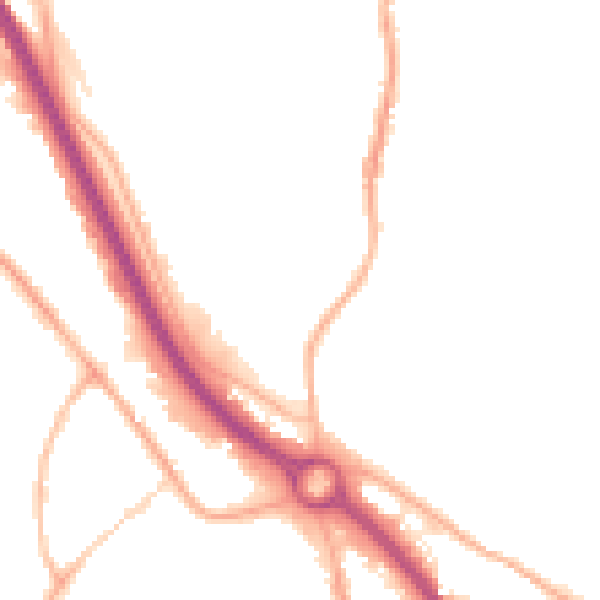 Night-time road noise heatmap for S41 9EG