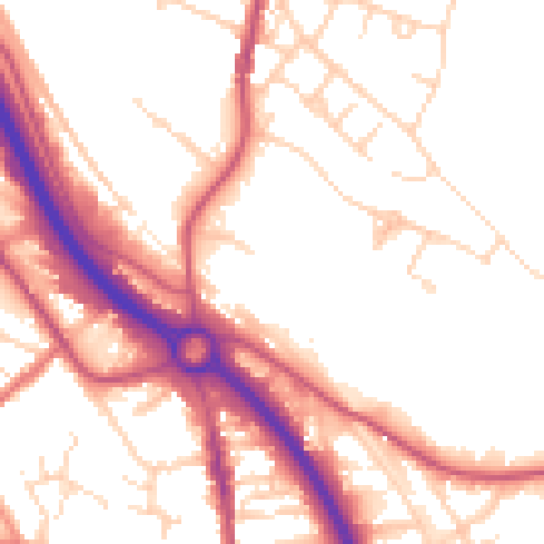 Daytime road noise heatmap for S41 9ET