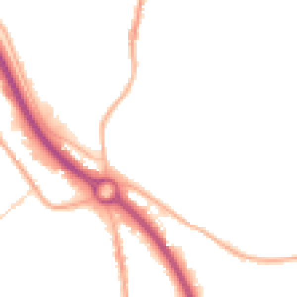 Night-time road noise heatmap for S41 9ET