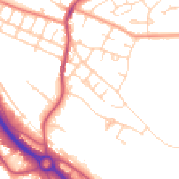 Daytime road noise heatmap for S41 9HW