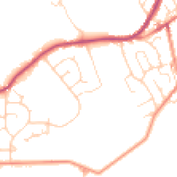 Daytime road noise heatmap for S41 9LW