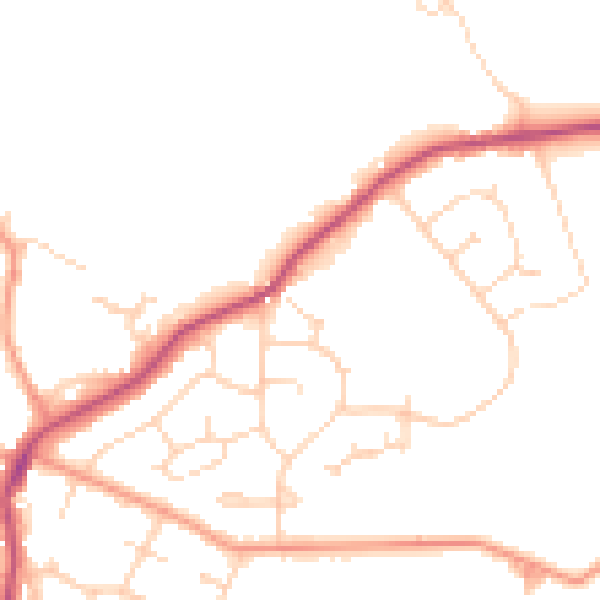Daytime road noise heatmap for S41 9LZ