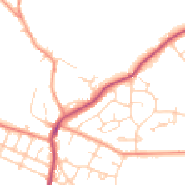 Daytime road noise heatmap for S41 9NA