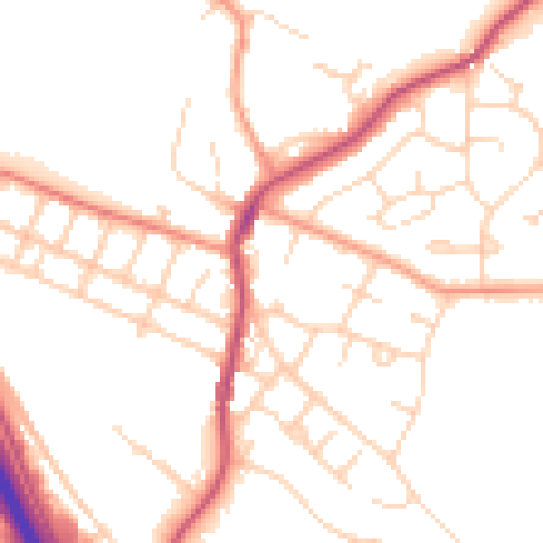 Daytime road noise heatmap for S41 9ND