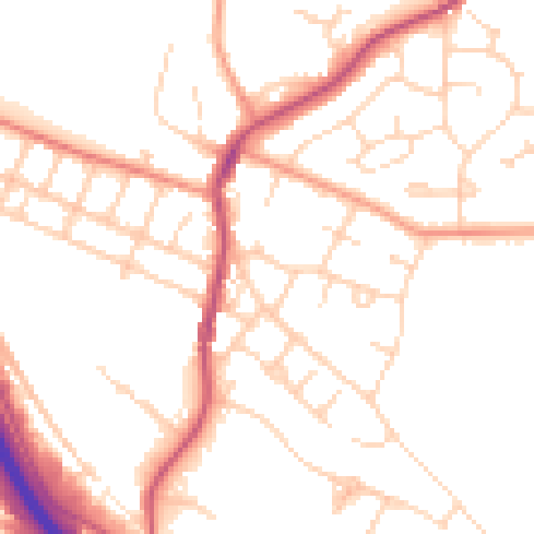 Daytime road noise heatmap for S41 9NG