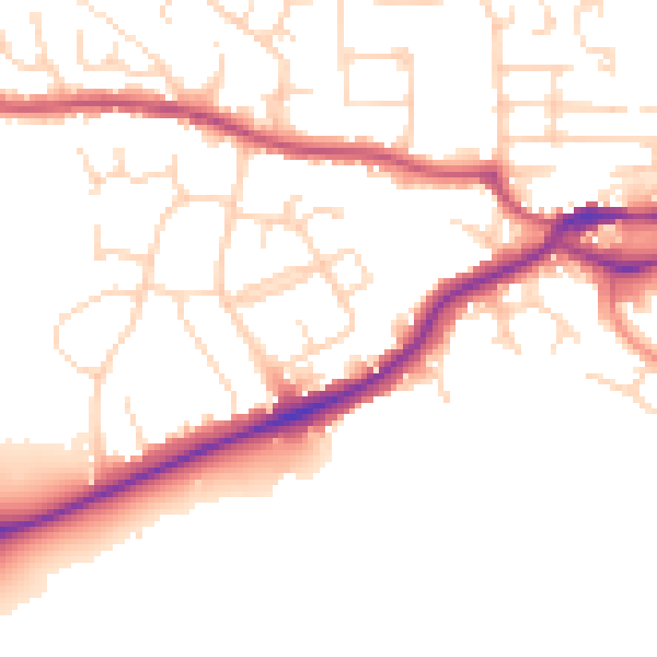 Daytime road noise heatmap for S43 1AJ